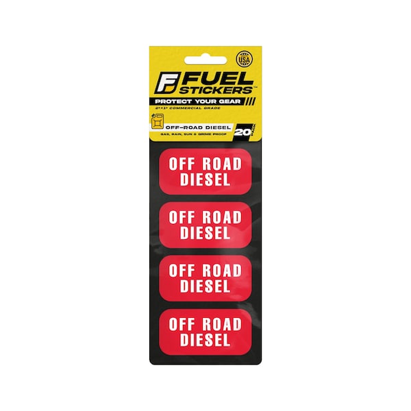 Off Road Diesel Sticker: Fuel Tank, Agri Equipment & Heavy Equipment, Hvy-Dty, 2''x1'', 20PK